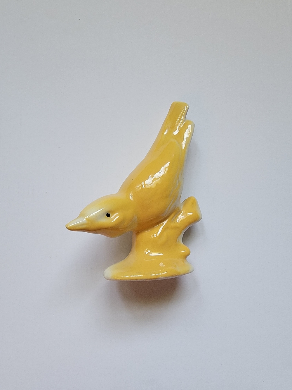 Yellow Ceramic Bird Figurine - Decorative Home Accent